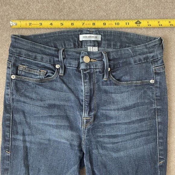 Good American Jeans Womens 4/27 Skinny Stretch Denim Pants Good Legs Dark Wash - Picture 6 of 12